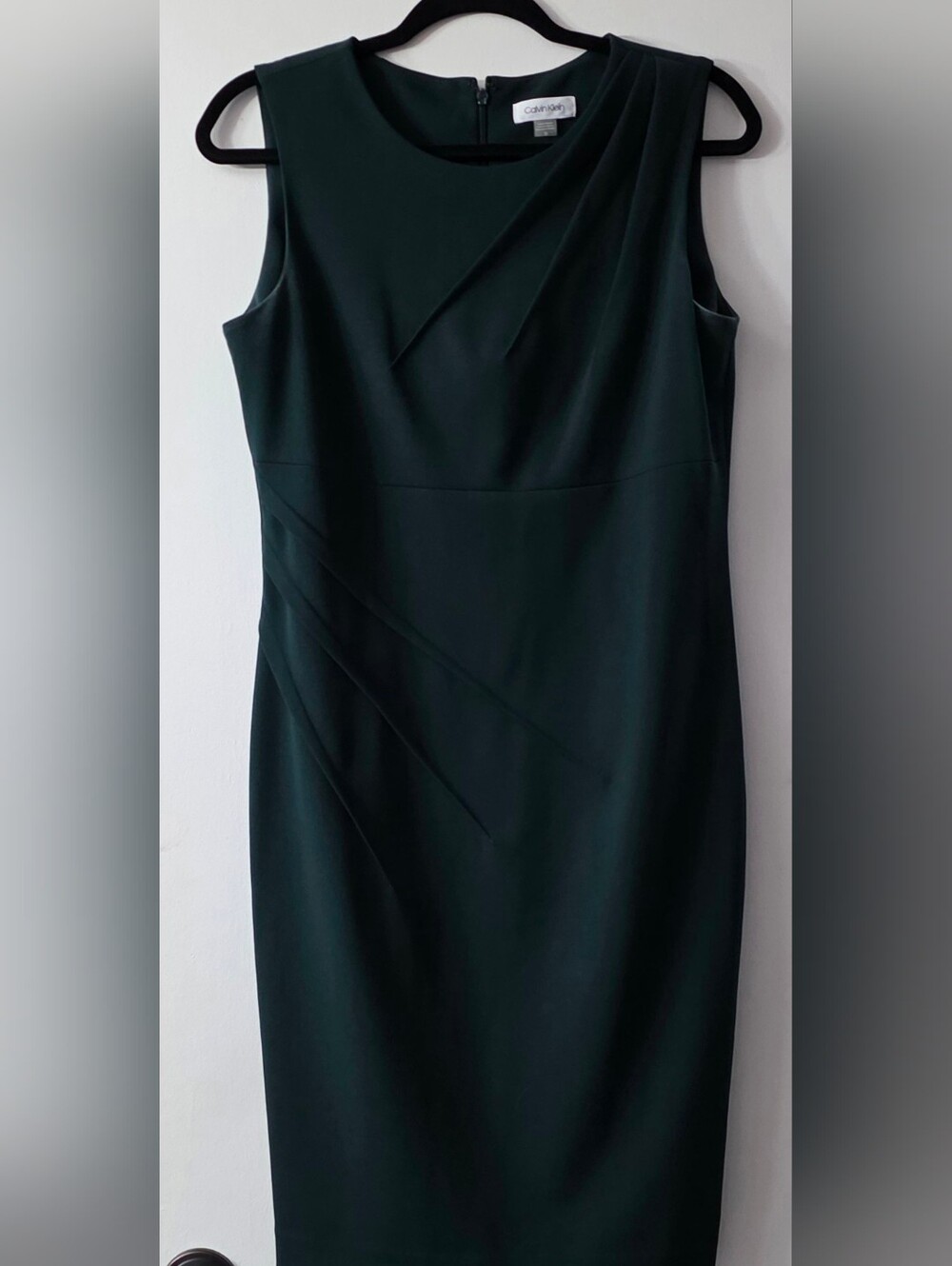Calvin Klein Sleeveless Sheath Dress in Deep Green